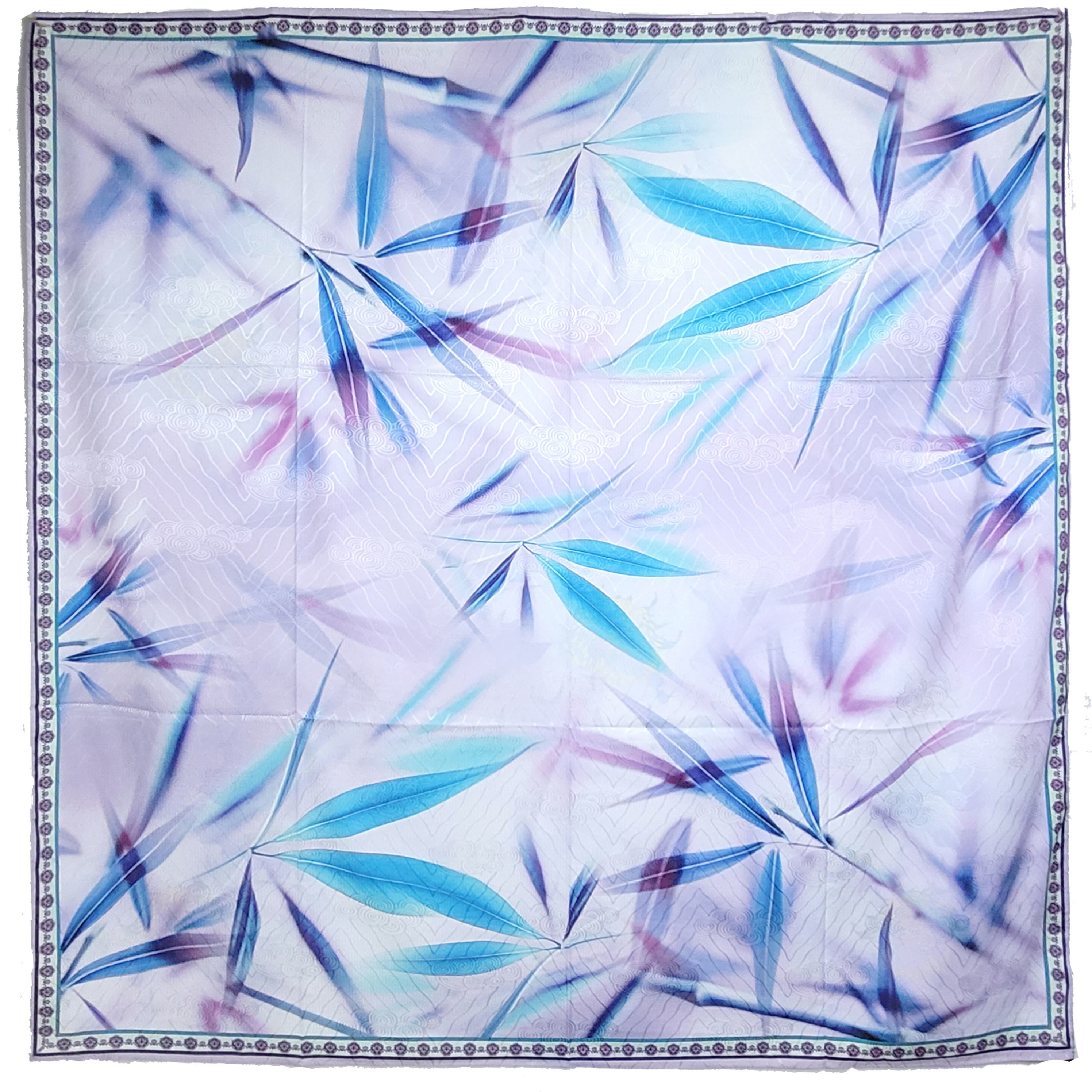 Nwt Double Sided Silk Scarf 52"X52" Large Square Shawl Wrap Xiangyunsha 3505